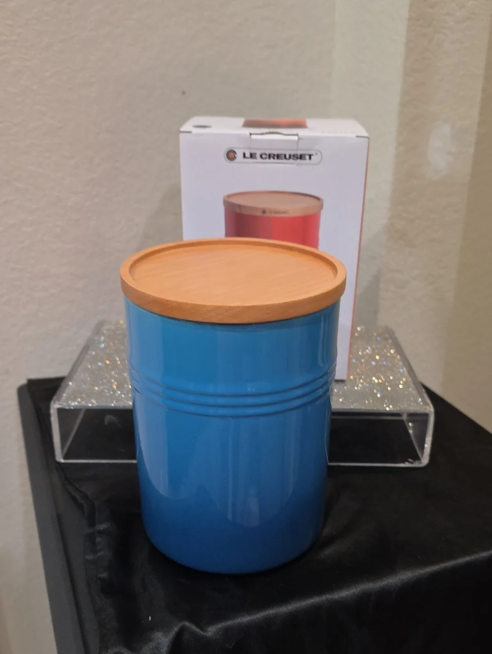 Le Creuset 2.5QT Canister w/Wood Lid- Marseille Blue